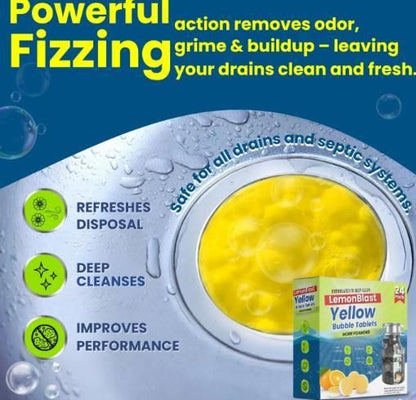 LEMON BUBBLE BLAST CLEANING TABLETS - DEEP CLEAN & FRESH SCENT (24 PIECES)