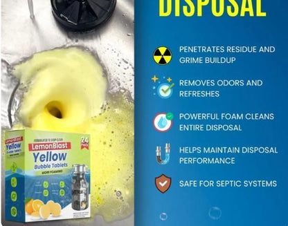 LEMON BUBBLE BLAST CLEANING TABLETS - DEEP CLEAN & FRESH SCENT (24 PIECES)