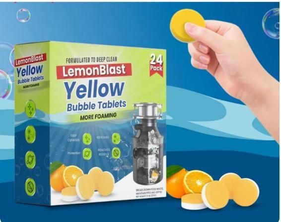 LEMON BUBBLE BLAST CLEANING TABLETS - DEEP CLEAN & FRESH SCENT (24 PIECES)