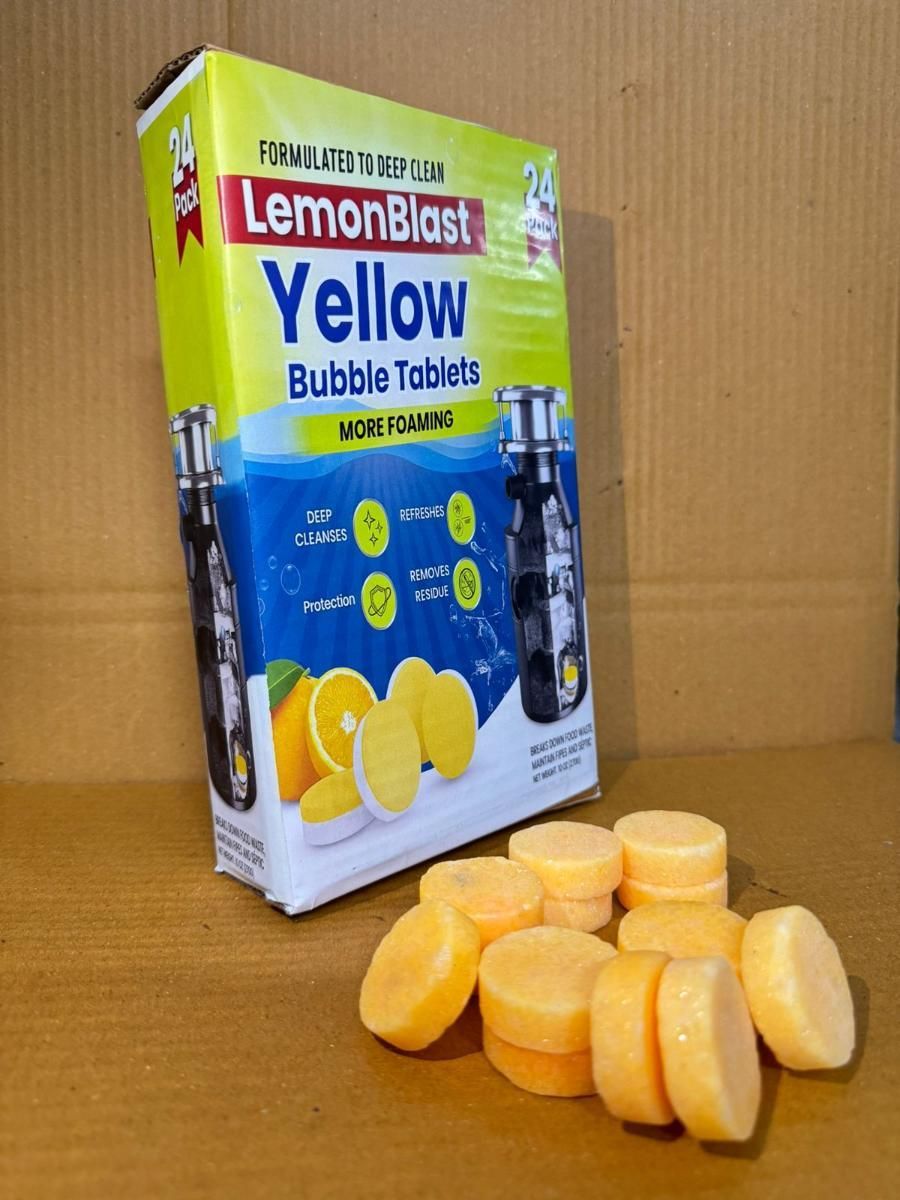 LEMON BUBBLE BLAST CLEANING TABLETS - DEEP CLEAN & FRESH SCENT (24 PIECES)